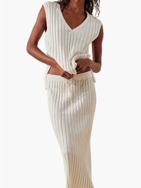 Free People Beach Veda Cotton Blend Sleeveless Sweater & Skirt Set